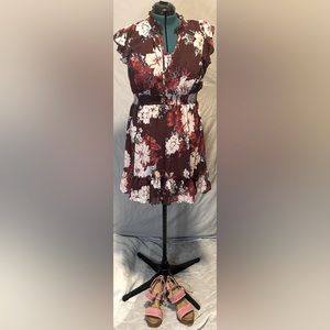 NWT Burgundy floral dress with buttons
